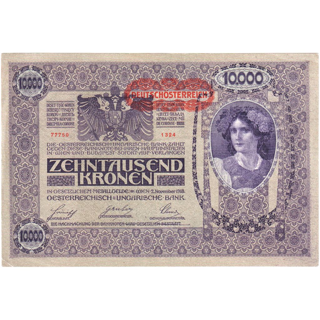 Austria, 10,000 Kronen, 1918-11-02, AU(55-58)