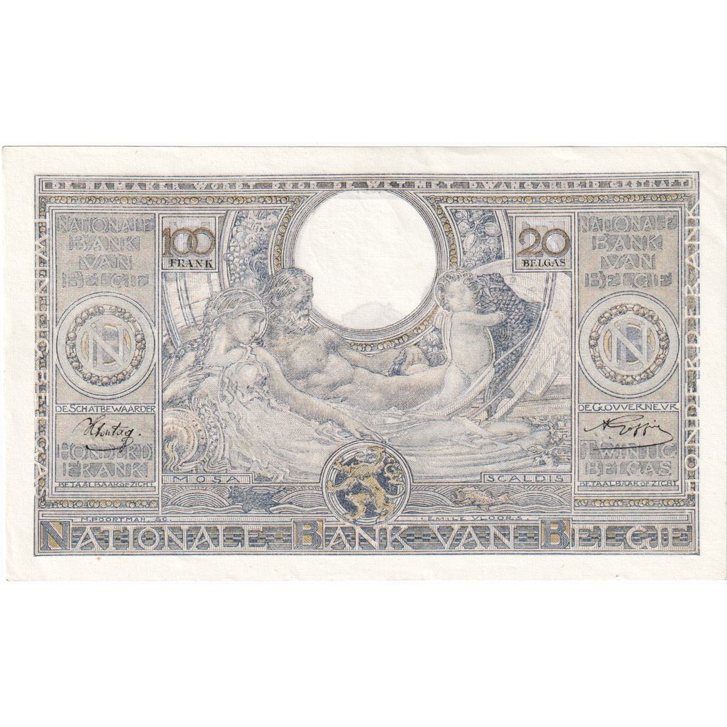 Belgium, 100 Francs-20 Belgas, 1943-05-25, AU(55-58)