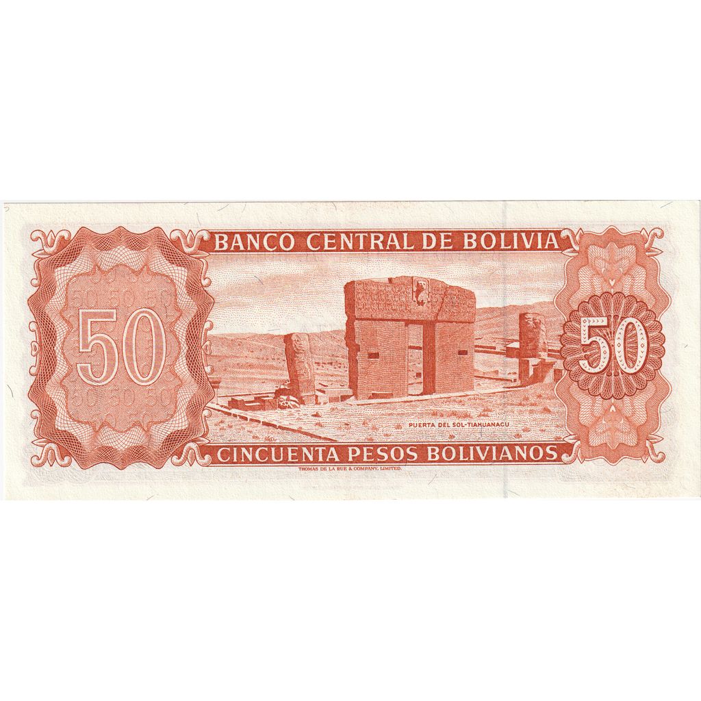 Bolívia, 50 Pesos Bolivianos, 1962-07-13, UNC(65-70)