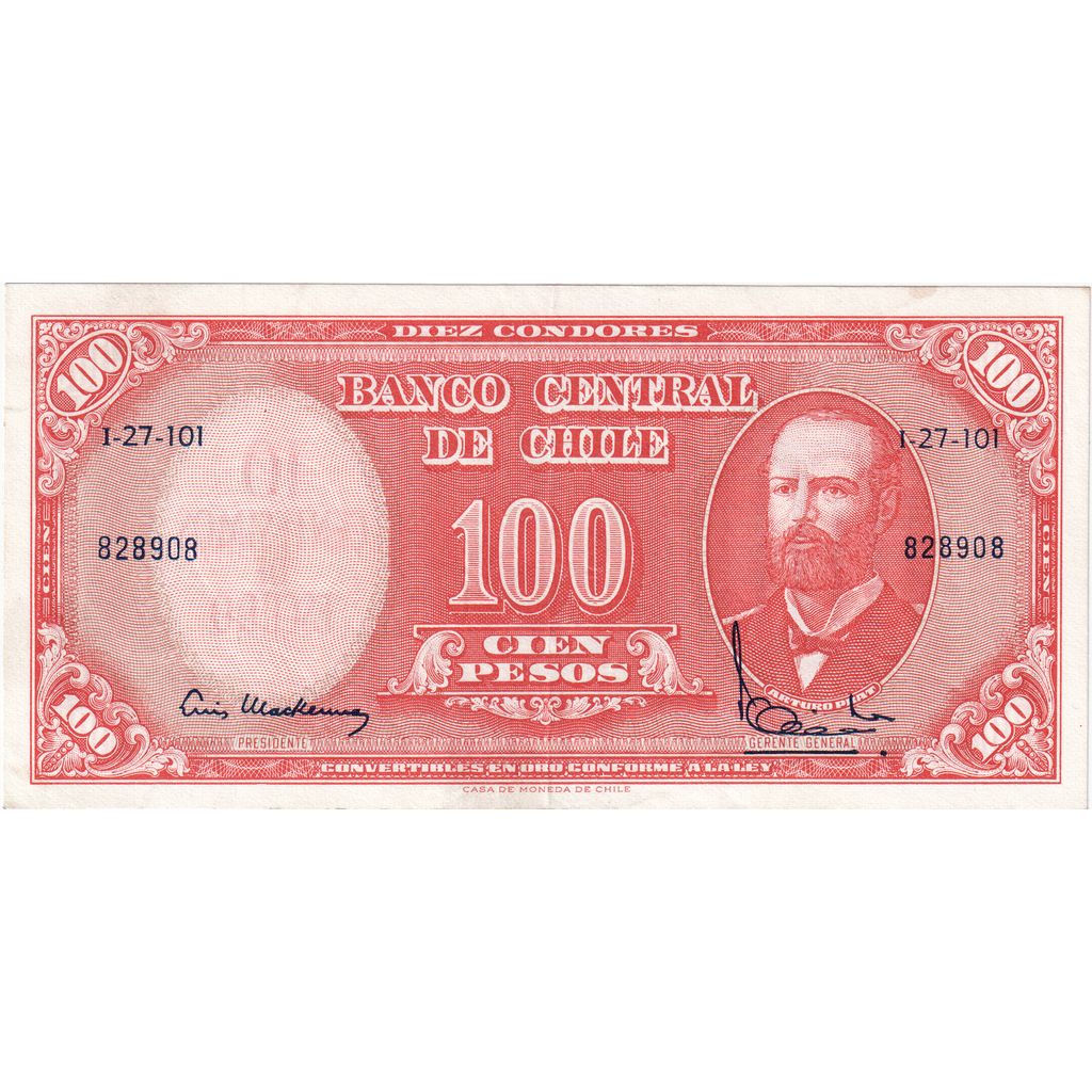 Chile, 10 Centesimos on 100 Pesos, UNC(65-70)