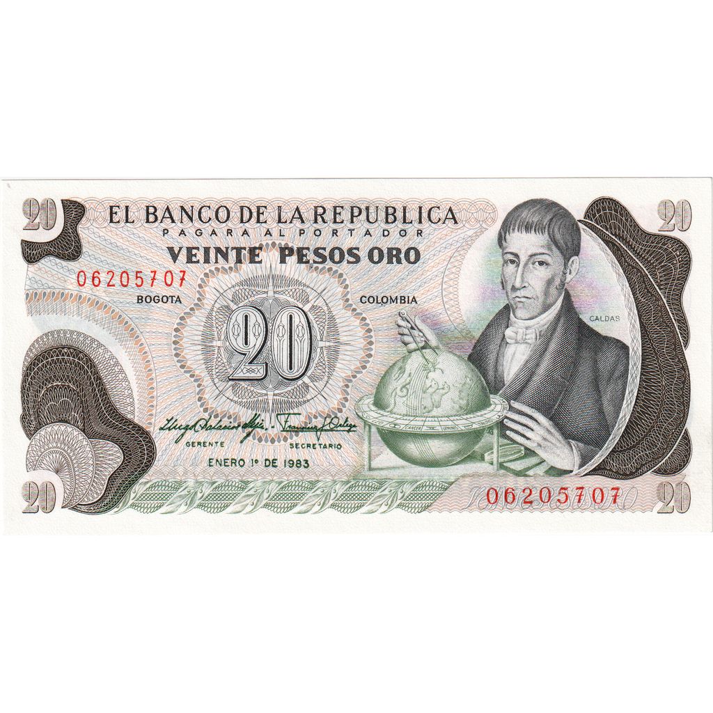 Colômbia, 20 Pesos Oro, 1983-01-01, UNC(65-70)