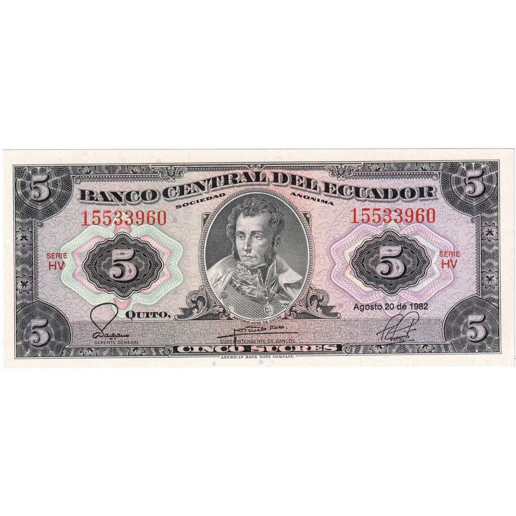 Ecuador, 5 Sucres, 1982-08-20, UNZ-