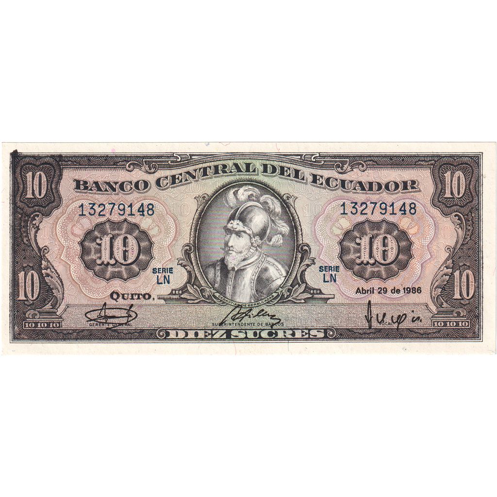 Equador, 10 Sucres, 1986-04-29, UNC(65-70)
