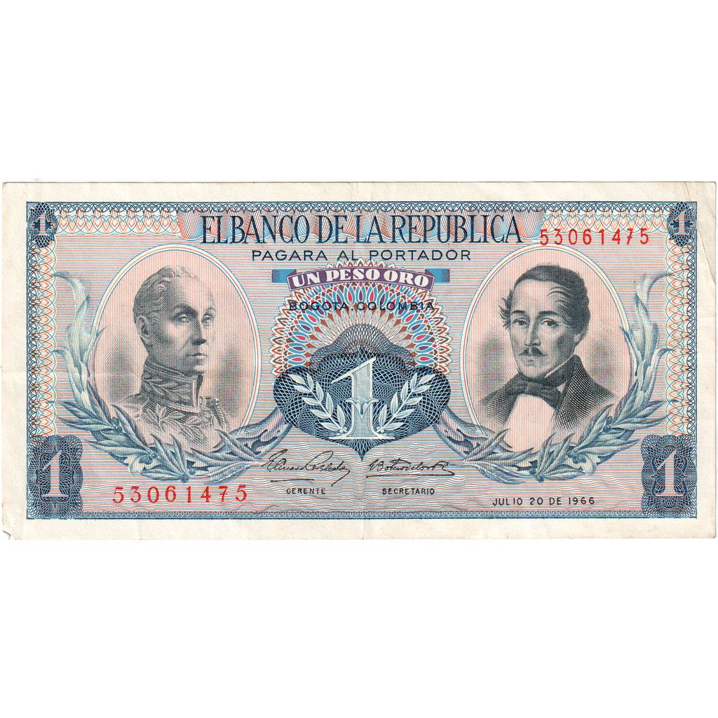 Nota, Colômbia, 1 Peso Oro, 1970, KM:404e, EF(40-45)
