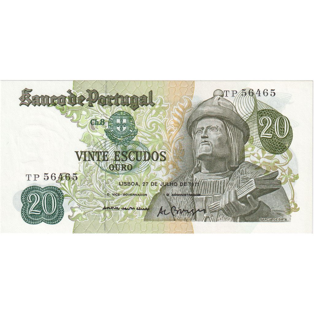 Billete, 20 Escudos, 1971, Portugal, 1971-07-27, UNC