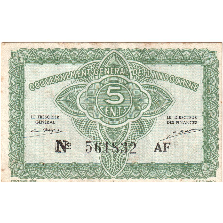 French Indochina, 5 Cents, EF(40-45)