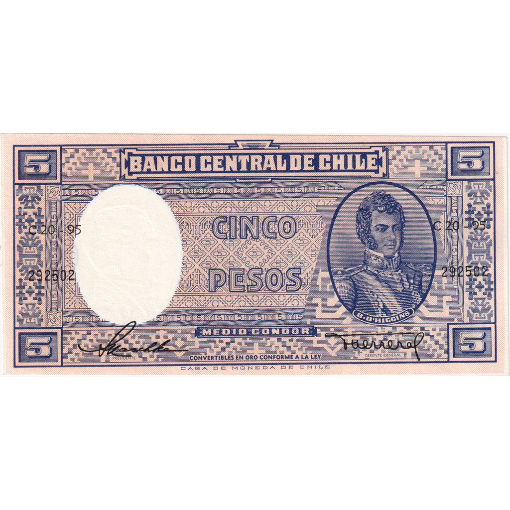 Billete, 5 Pesos = 1/2 Condor, Undated (1958-59), Chile, KM:119, UNC
