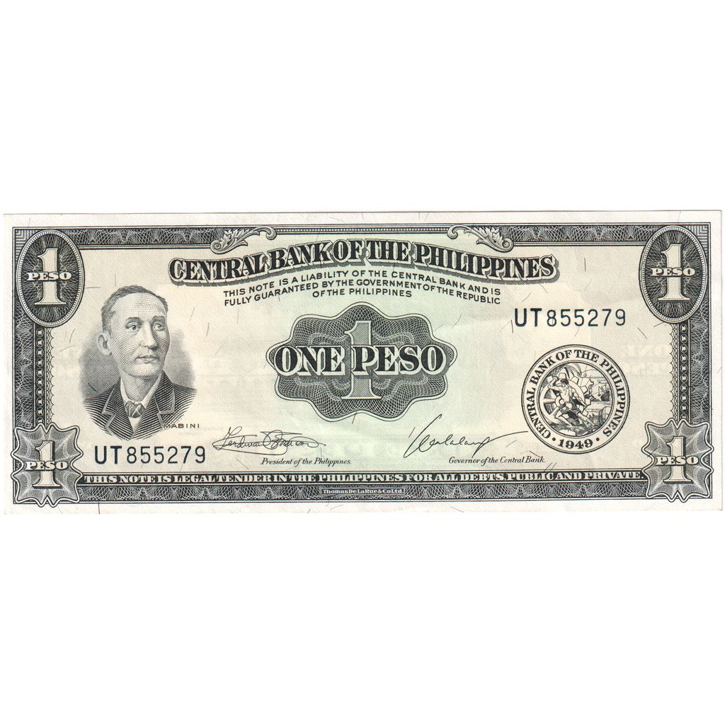 Banknot, Filipiny, 1 Peso, Undated (1949), KM:133h, UNC(65-70)