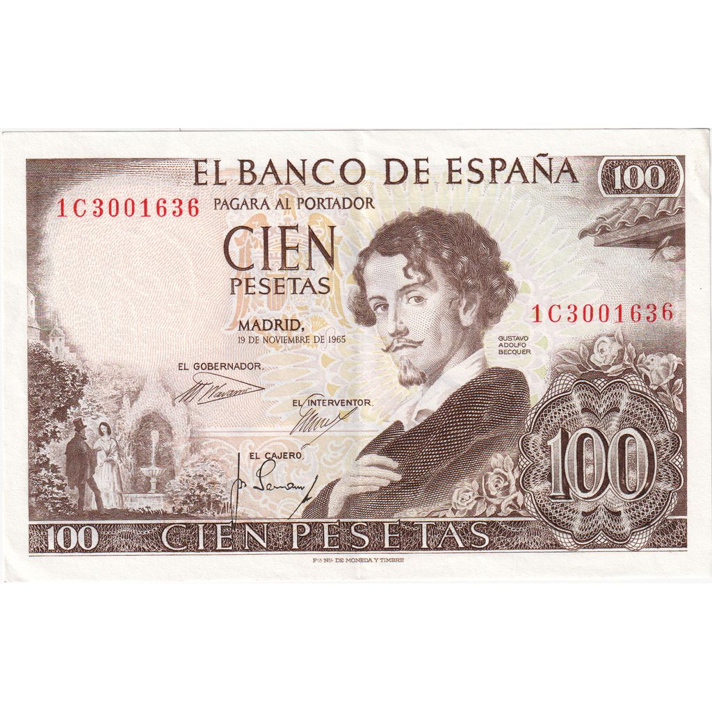 Banknote, Spain, 100 Pesetas, 1965, 1965-11-19, KM:150, AU(55-58)