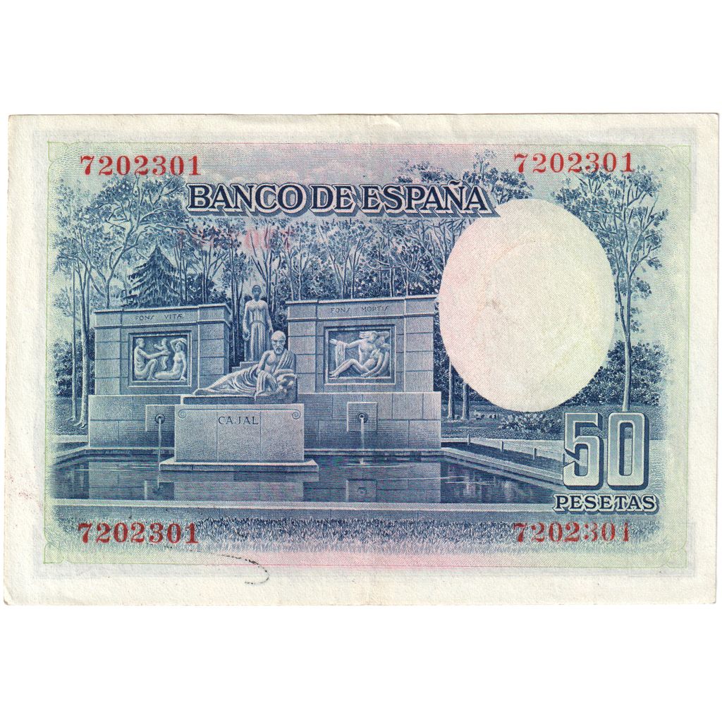 Nota, Espanha, 50 Pesetas, 1935, 1935-07-22, KM:88, AU(55-58)