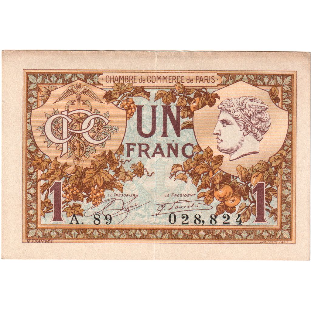 França, 1 Franc, 1920-03-10, A.89 028,824, AU(50-53), Pirot:97-36