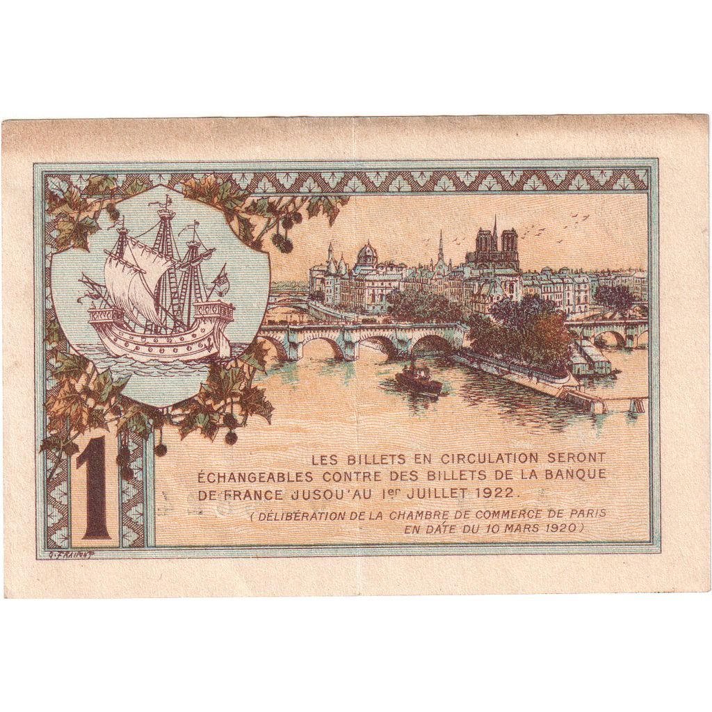 França, 1 Franc, 1920-03-10, A.89 028,824, AU(50-53), Pirot:97-36