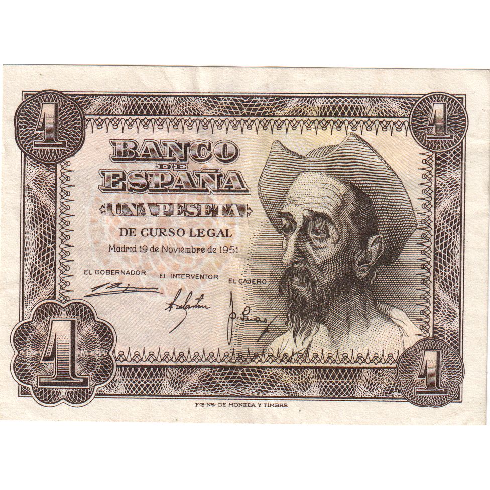 Espagne, 1 Peseta, 1951-11-19, TTB+