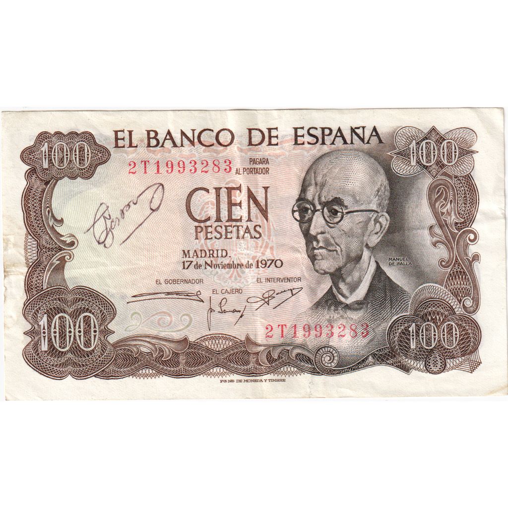 Billete, 100 Pesetas, 1970-1971, España, 1970-11-17, KM:152a, MBC
