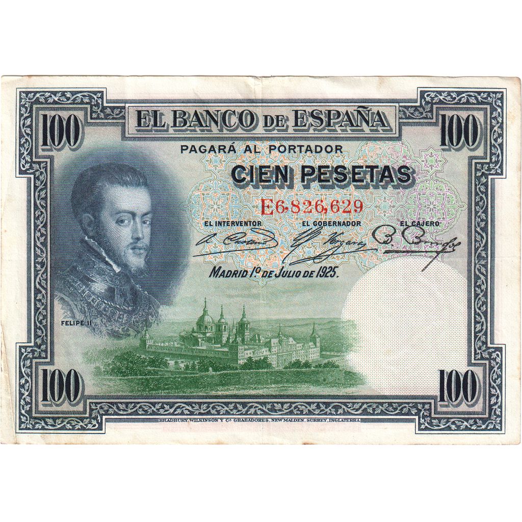 Banknot, Hiszpania, 100 Pesetas, 1925-07-01, KM:69c, EF(40-45)