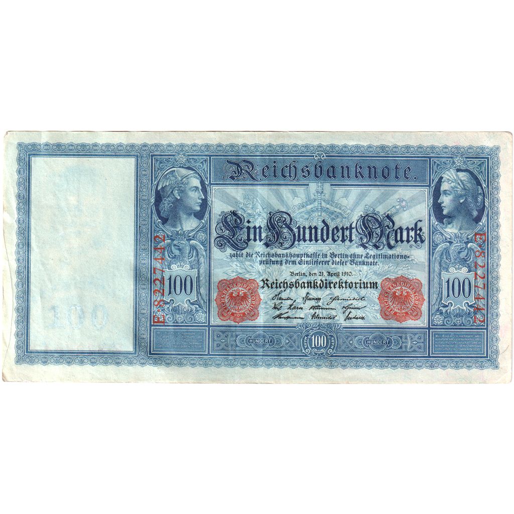 Banknot, Niemcy, 100 Mark, 1910, 1910-04-21, KM:42, EF(40-45)