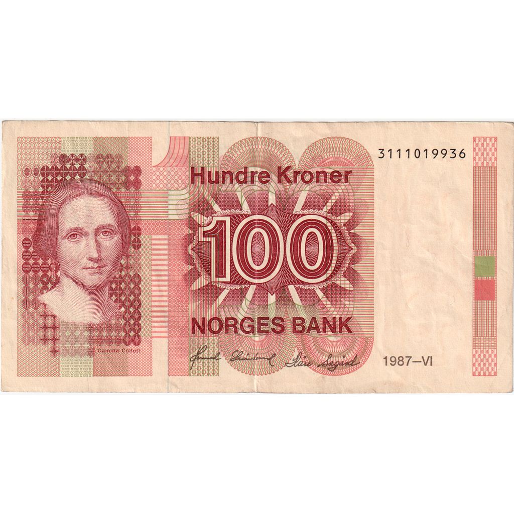 Biljet, Noorwegen, 100 Kroner, 1987, KM:43c, TTB+