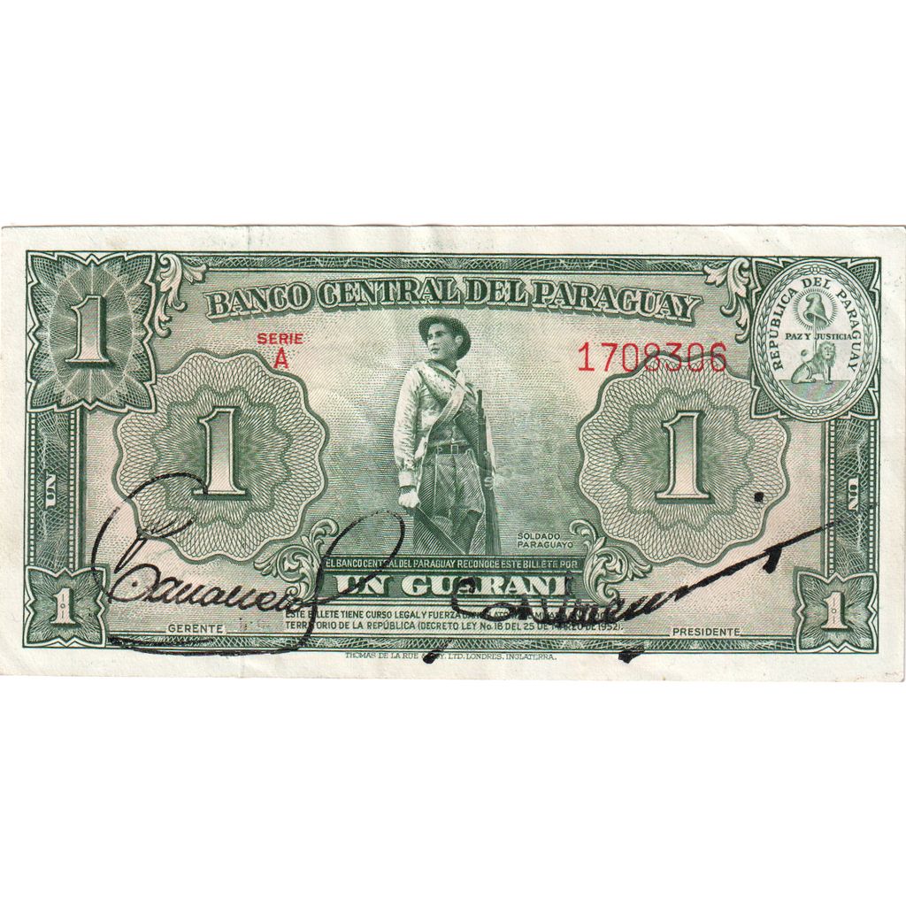 Paraguay, 1 Guarani, 1952, TTB+