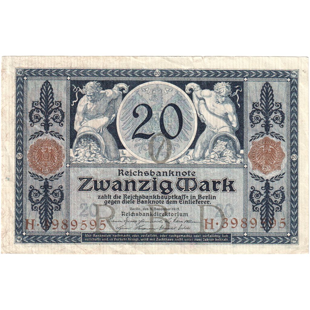 Duitsland, 20 Mark, 1915-11-04, TTB+