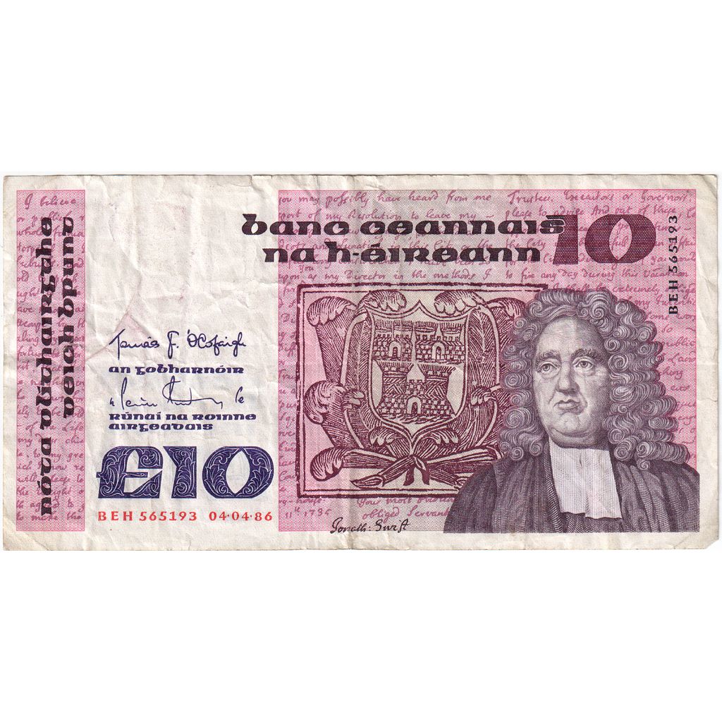 Biljet, Ierland - republiek, 10 Pounds, 1989, 1989-06-19, KM:72a, TTB