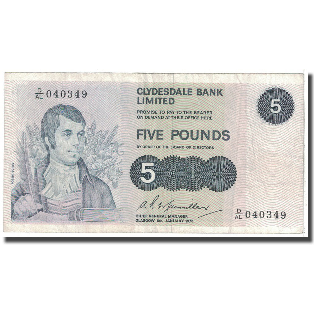 Billete, 5 Pounds, 1975, Escocia, 1975-01-06, KM:205c, BC