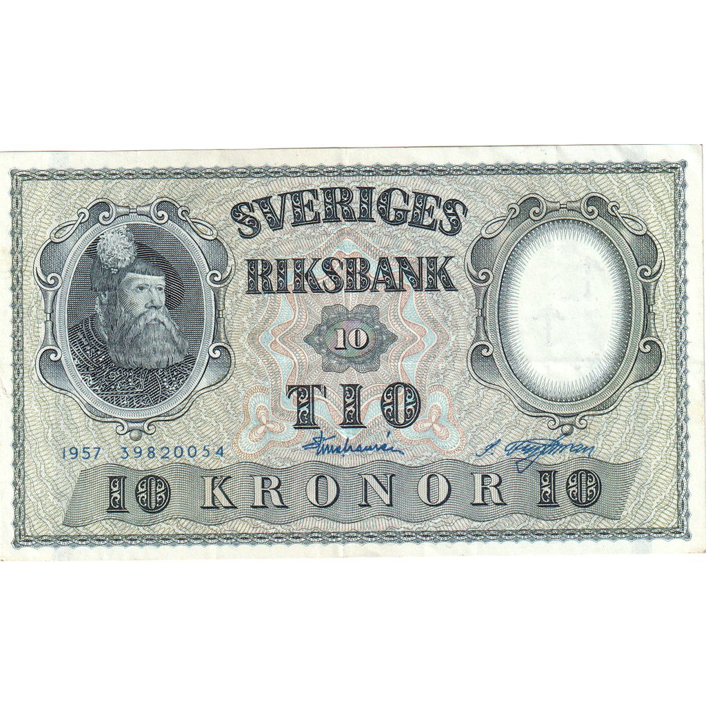 Biljet, Zweden, 10 Kronor, 1957, 1957, KM:43e, TTB