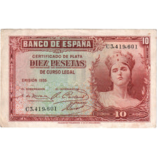 Banknote, Spain, 10 Pesetas, 1935, Undated, KM:86a, EF(40-45)