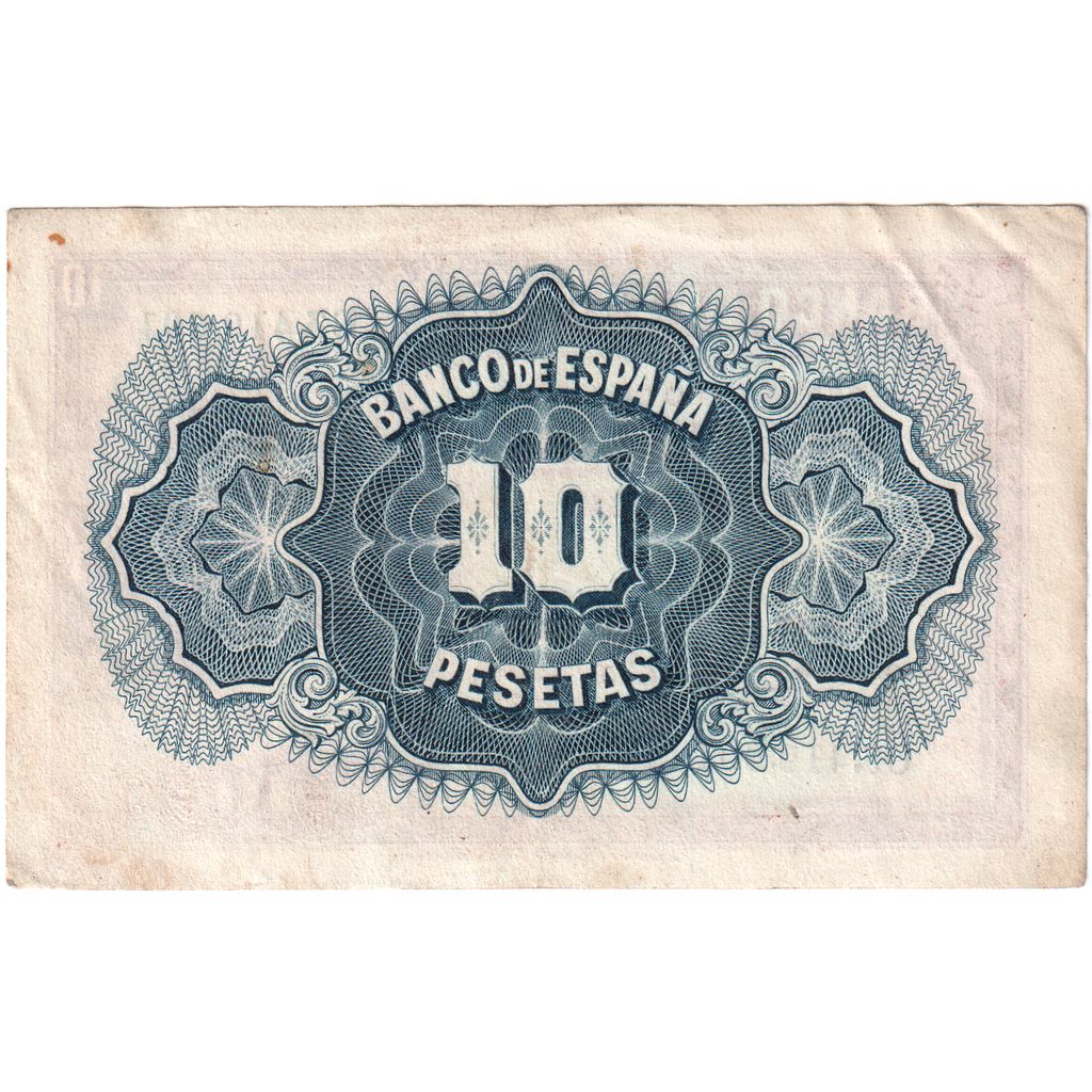 Biljet, Spanje, 10 Pesetas, 1935, Undated, KM:86a, TTB