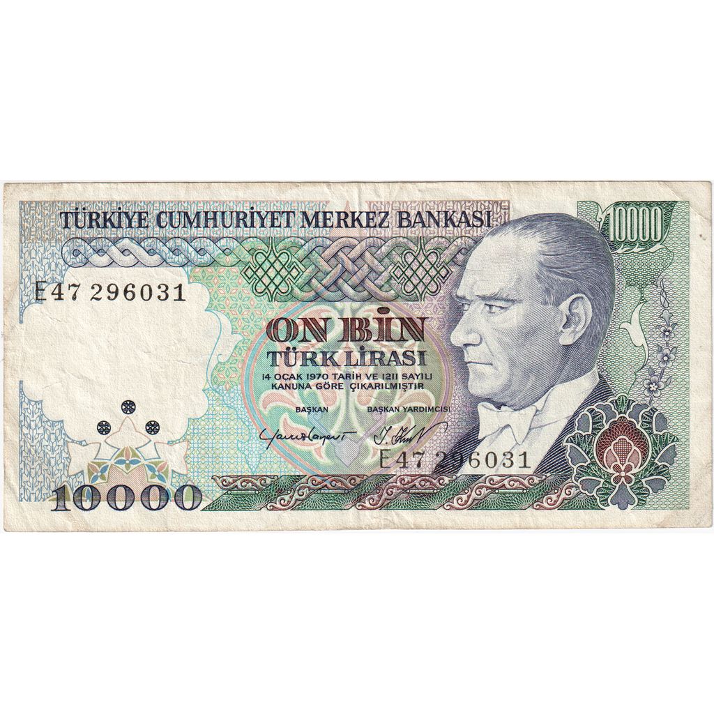 Turkije, 10,000 Lira, 1970-01-14, TB+