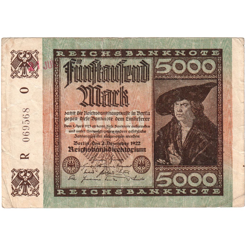 Billete, 5000 Mark, Alemania, 1922-12-02, KM:81a, BC