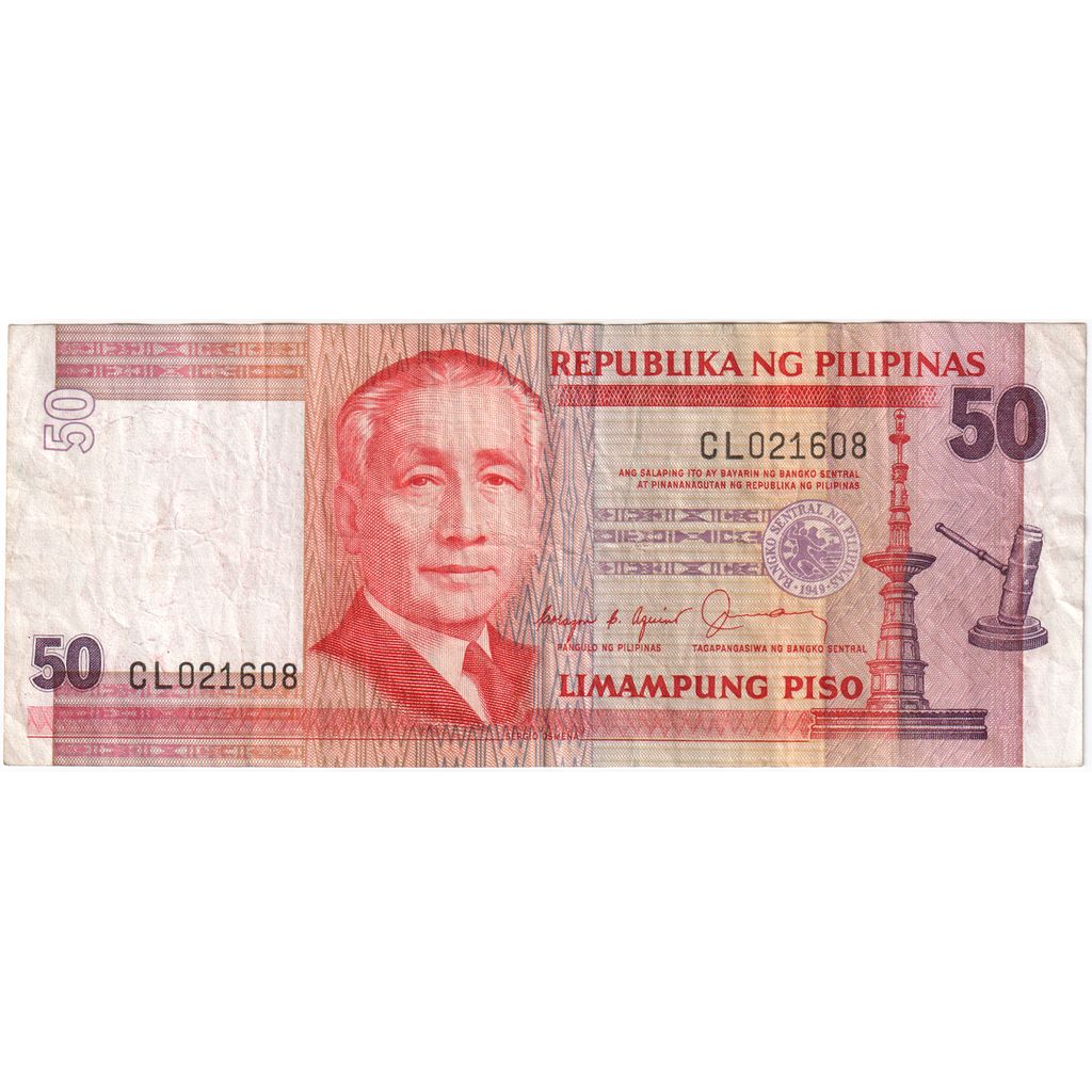 Biljet, Fillipijnen, 50 Piso, 2001, KM:193b, TTB