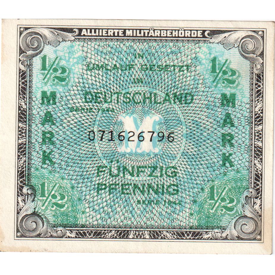Biljet, Duitsland, 1/2 Mark, 1944, KM:191a, TTB+