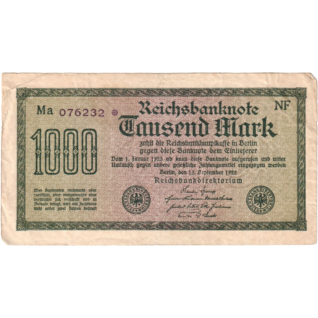 Duitsland, 1000 Mark, 1922-09-15, TTB