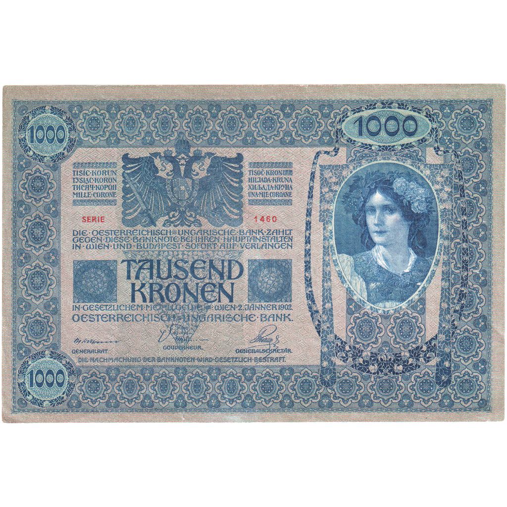 Banknote, Austria, 1000 Kronen, 1902, 1922-01-02, KM:8a, UNC(63)