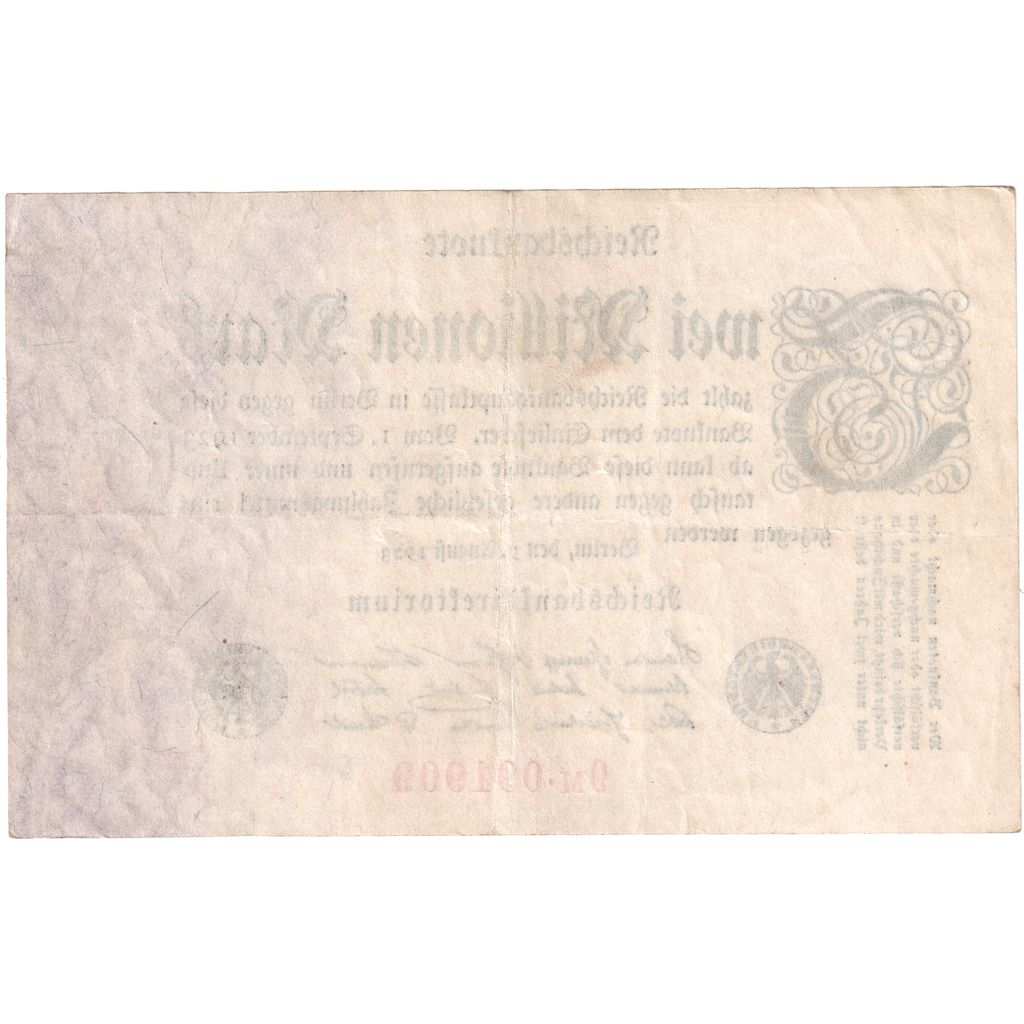 Billete, 2 Millionen Mark, 1923, Alemania, KM:104a, MBC