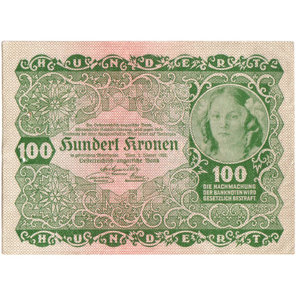 Banknote, Austria, 100 Kronen, 1922-01-02, KM:77, EF(40-45)