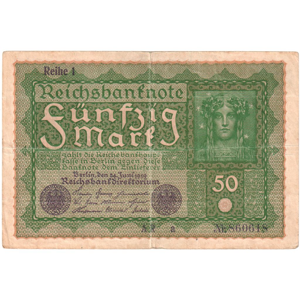 Biljet, Duitsland, 50 Mark, 1919, 1919-06-24, TB+