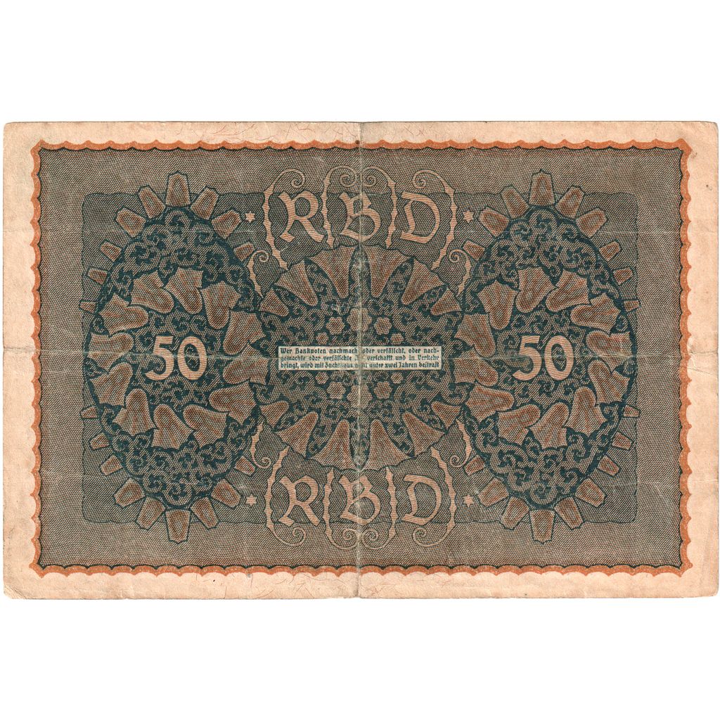 Biljet, Duitsland, 50 Mark, 1919, 1919-06-24, TB+