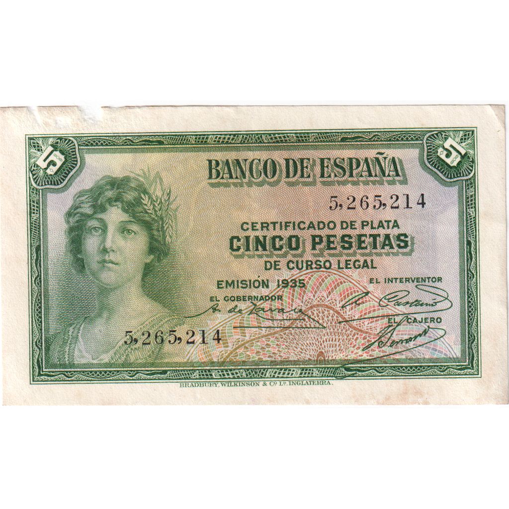 Spanje, 5 Pesetas, TB
