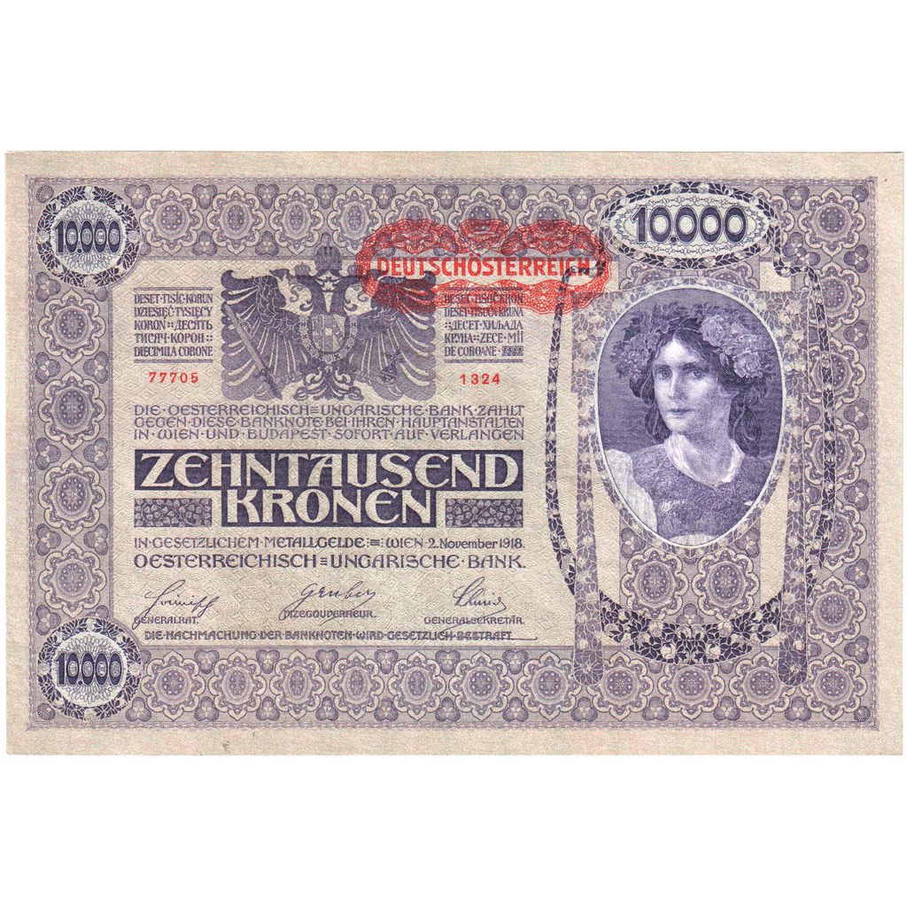 Austria, 10,000 Kronen, 1918-11-02, UNC(63)
