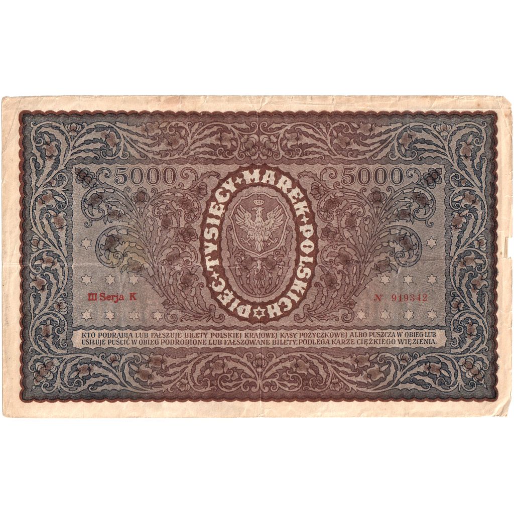 Polen, 5000 Marek, 1919-08-23, TTB
