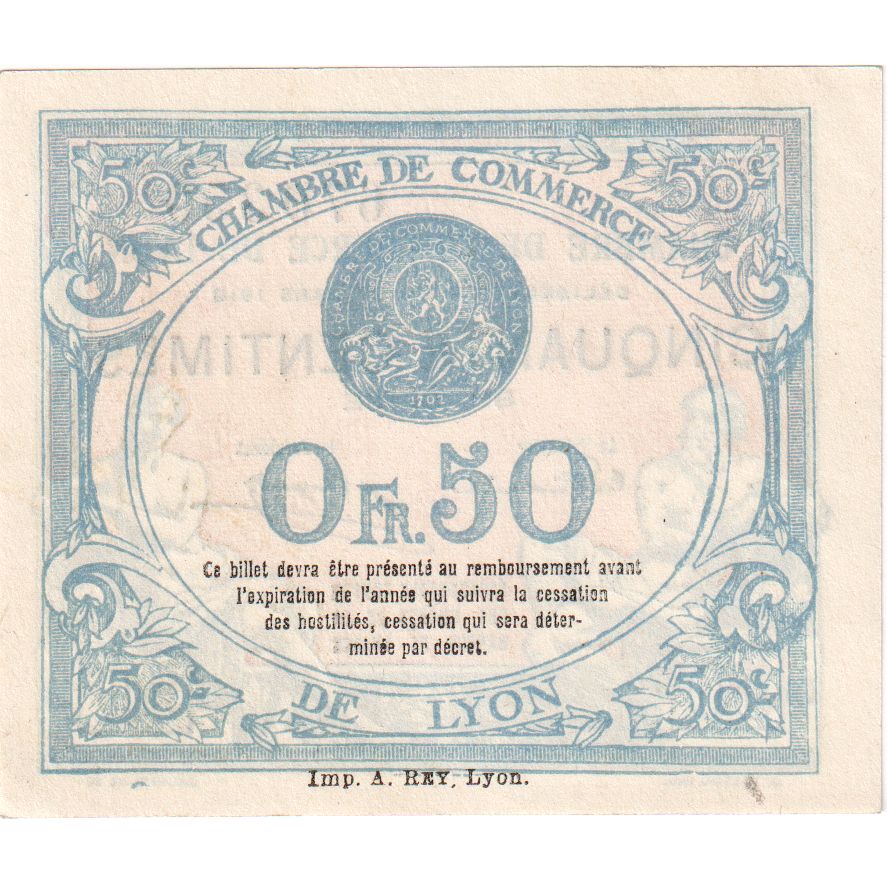 France, Lyon, 50 Centimes, 1918-03-27, Chambre de Commerce, UNC(65-70)