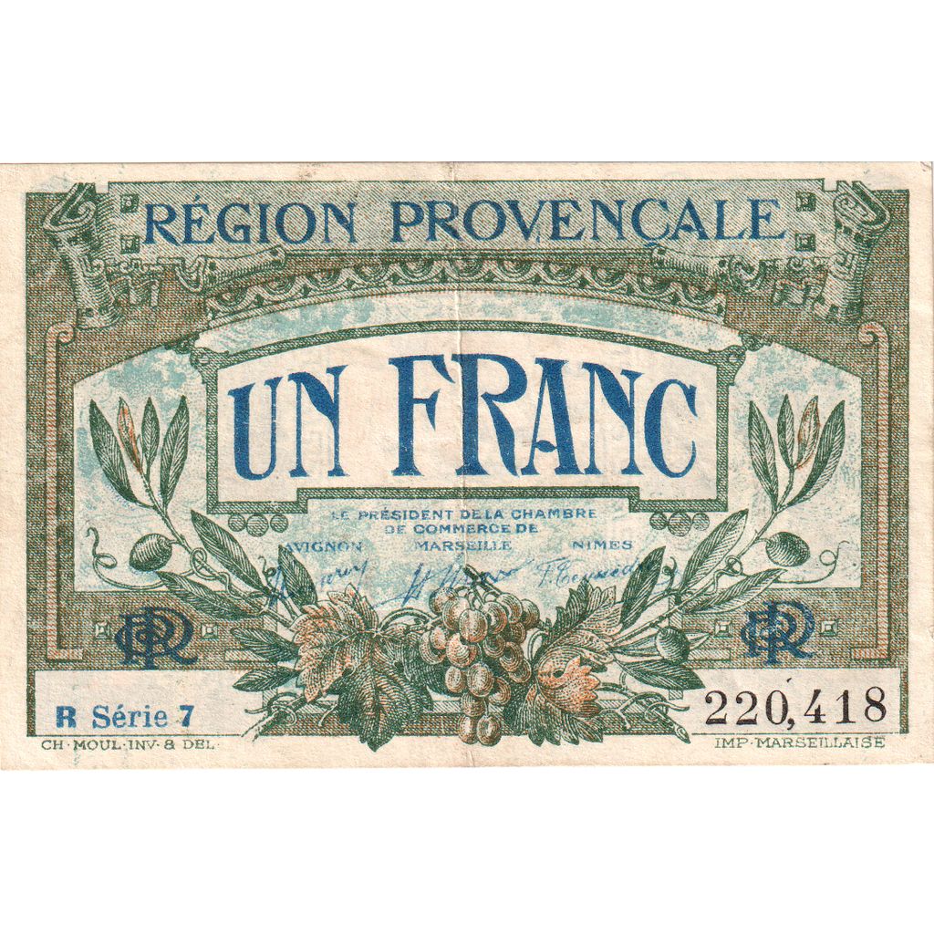 Francia, Marseille, 1 Franc, Chambre de Commerce, BB, Pirot:79-49