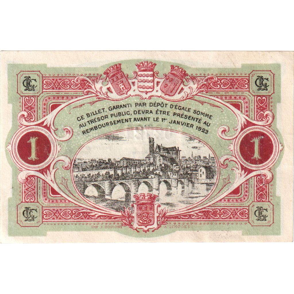 Francia, Limoges, 1 Francs, Chambre de Commerce, BB