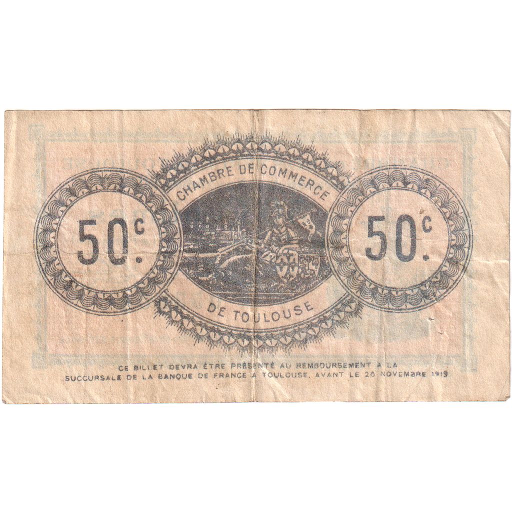 France, Toulouse, 50 Centimes, 1914, Chambre de Commerce, EF(40-45)