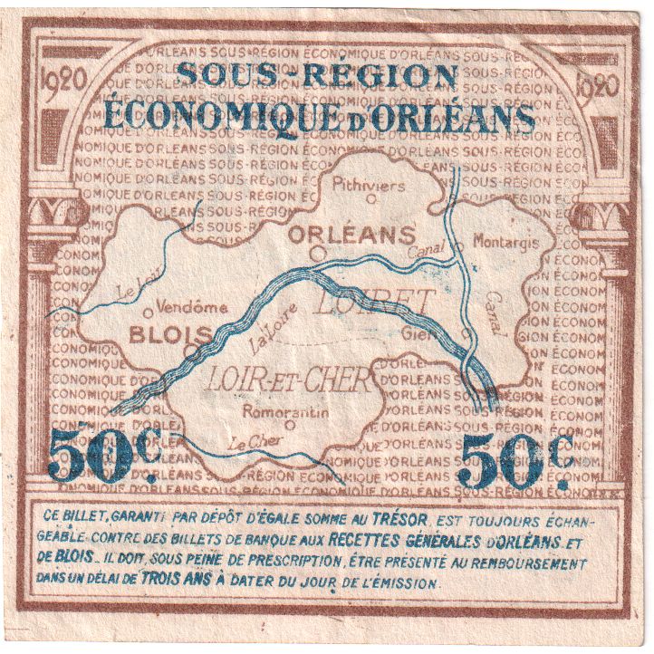 France, ORLEANS ET BLOIS, 50 Centimes, 1920-06-01, Chambre de Commerce, TTB+