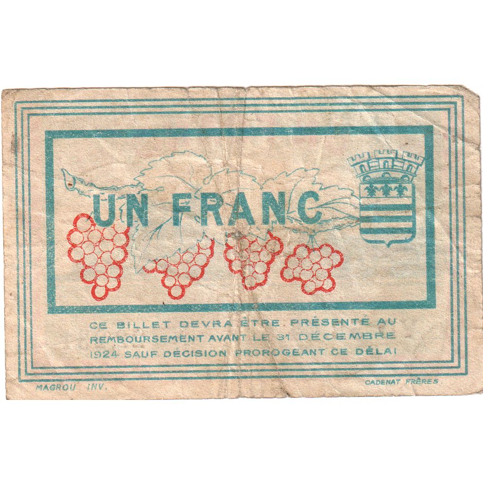 France, Béziers, 1 Franc, 1919-10-18, Chambre de Commerce, VF(30-35)
