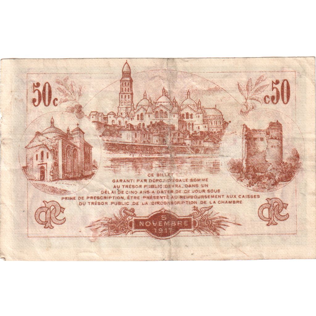 France, Troyes, 50 Centimes, 1917-11-05, Chambre de Commerce, EF(40-45)