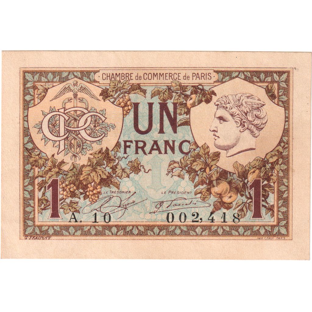 France, Paris, 1 Franc, 1922-07-01, Chambre de Commerce, UNC(63)