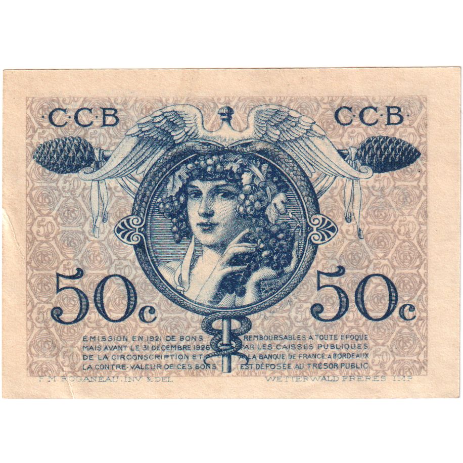 France, Bordeaux, 50 Centimes, Chambre de Commerce, AU(55-58), Pirot:30-01